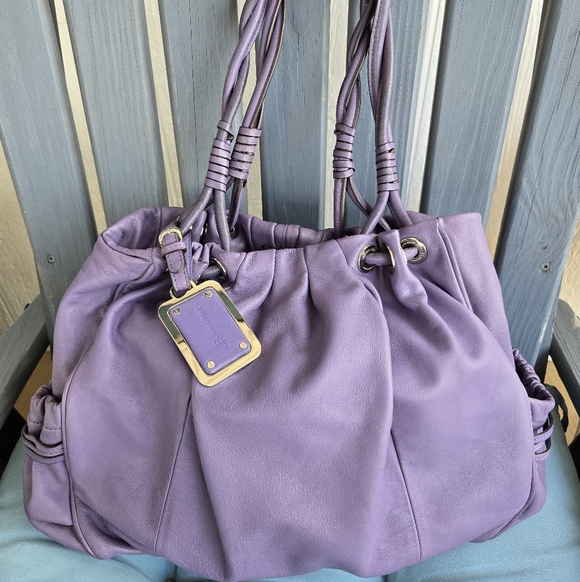 B. Makowsky Lavender Leather Shoulder Bag - Picture 16 of 16